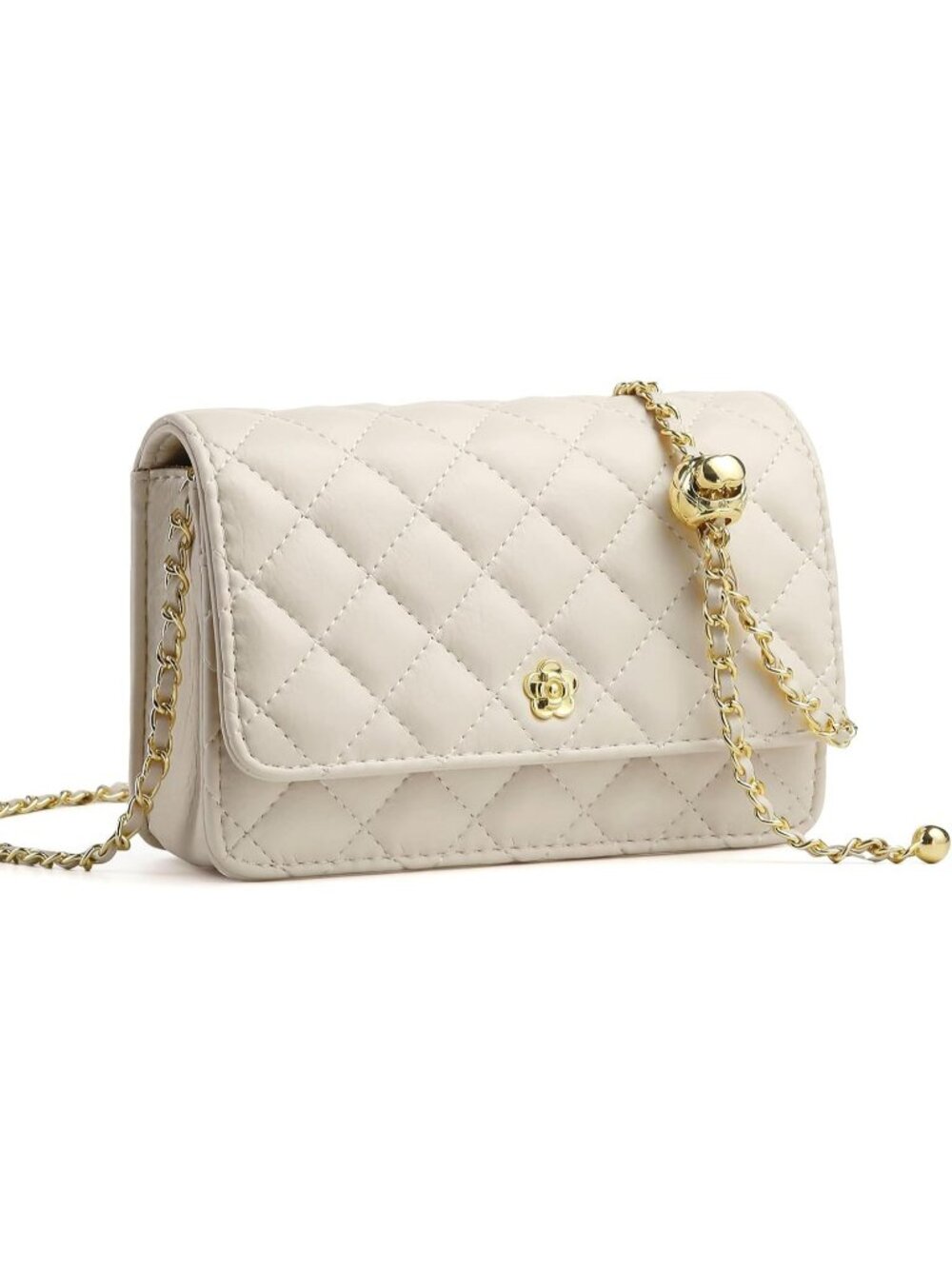 Women’s White PU Leather Crossbody Purse Evening Chain Strap Shoulder Bag